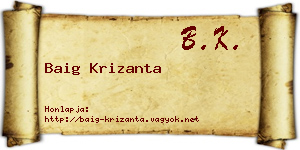 Baig Krizanta névjegykártya